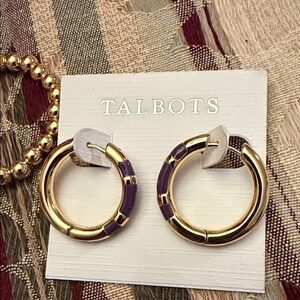 Talbots Gold and Purple Circular Earrings